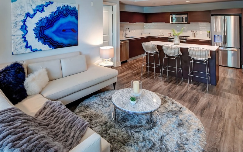 living room open to kitchen
