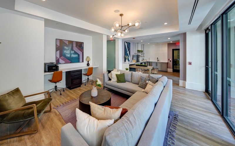 Lounge Area with computer workstations and printer