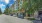 cars parallel parked along street in front of shops