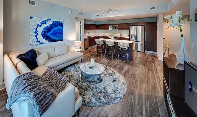 living room open to kitchen